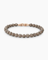 Spiritual Beads Bracelet in 18K Rose Gold and Pavé Cognac Diamonds, 6mm